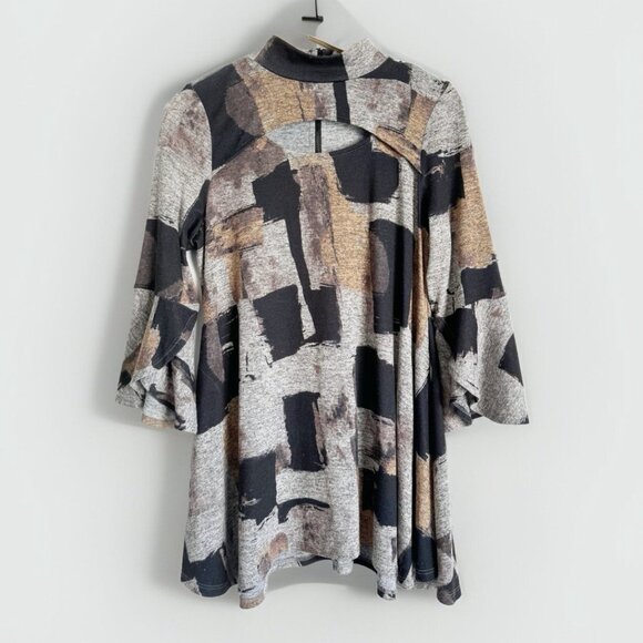 IC by Connie K Women’s Small Sweater Abstract Brushstroke Bell Sleeve Artsy Fall - Picture 1 of 12